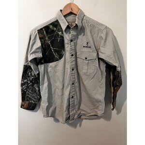 Boy's Browning Khaki & Camo Button Up Size M [EXCELLENT]